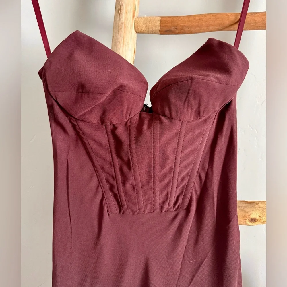 🔥NWT🔥 ASOS Corset Dress w Ruffle Asymmetrical Hem - Picture 6 of 16